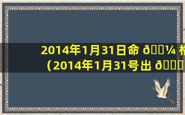 2014年1月31日命 🐼 格（2014年1月31号出 🐛 生的人是什么星座）